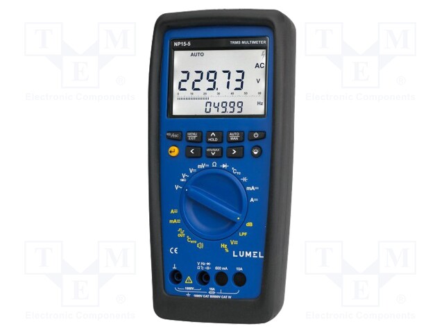 Digital multimeter; LCD,bargraph; 4x/s; I AC: 600u/60m/600m/10A