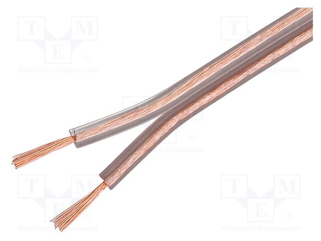 Wire: loudspeaker cable; 2x1,5mm2; stranded; OFC; transparent, 25m