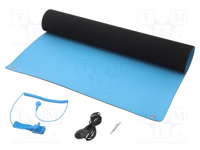 Bench mat; ESD; Dim: 600x1200mm; D: 2mm; blue (bright)