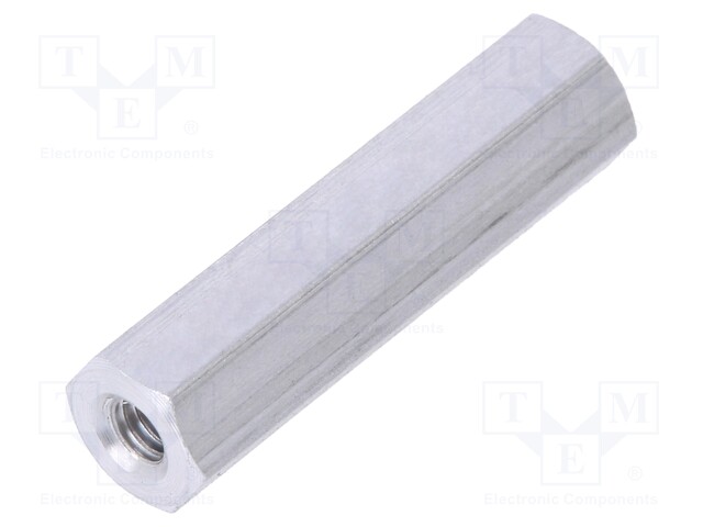 Screwed spacer sleeve; Int.thread: M2,5; 20mm; hexagonal