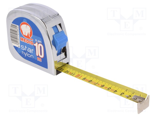 Measuring tape; L: 10m; Width: 25mm; Enclos.mat: ABS