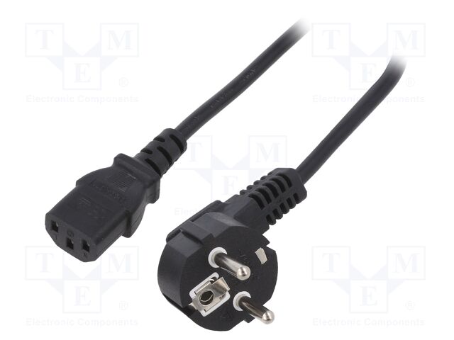 Cable; 3x1mm2; CEE 7/7 (E/F) plug angled,IEC C13 female; PVC; 3m