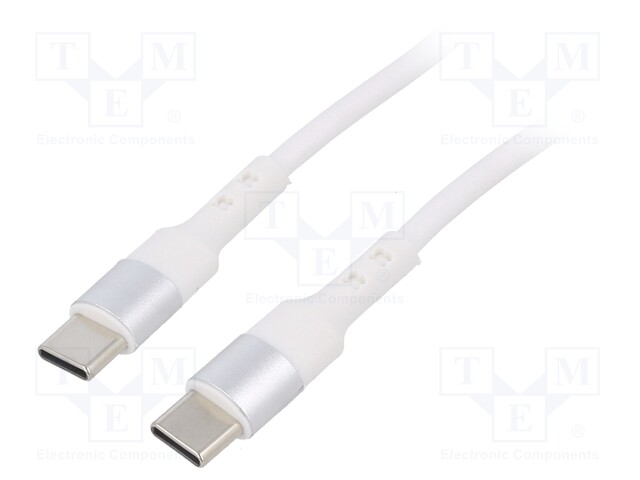 Cable; USB 2.0; USB C plug,both sides; nickel plated; 0.5m; white