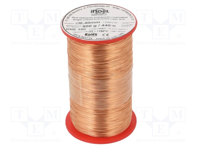 Coil wire; single coated enamelled; 0.4mm; 500g; -65÷180°C