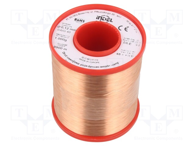 Coil wire; single coated enamelled; 0.12mm; 1kg; -65÷155°C