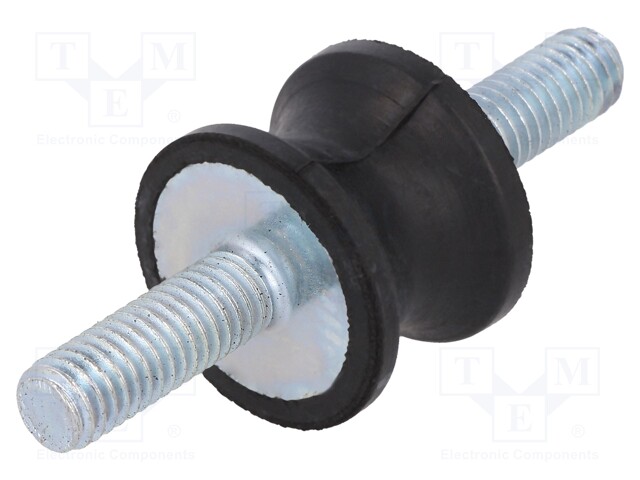 Vibration damper; M6; Ø: 20mm; rubber; L: 15mm; Thread len: 18mm