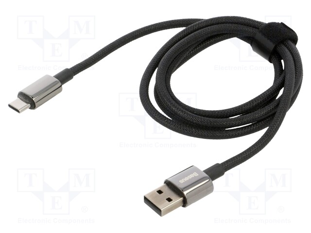 Cable; USB A socket,USB C plug; 1m; black; 100W