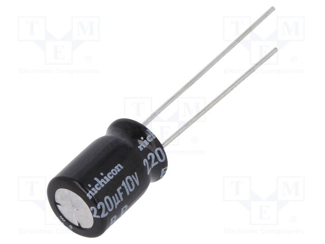 Capacitor: electrolytic; bipolar; THT; 220uF; 10VDC; Ø6.3x11mm