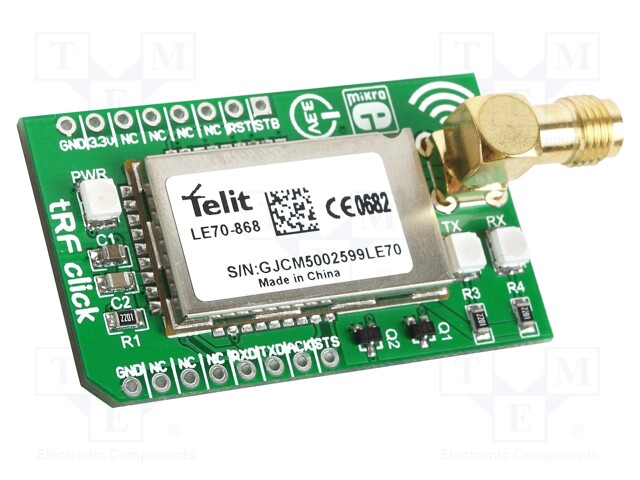 Click board; transceiver; UART; LE70-868; SMA,mikroBUS connector