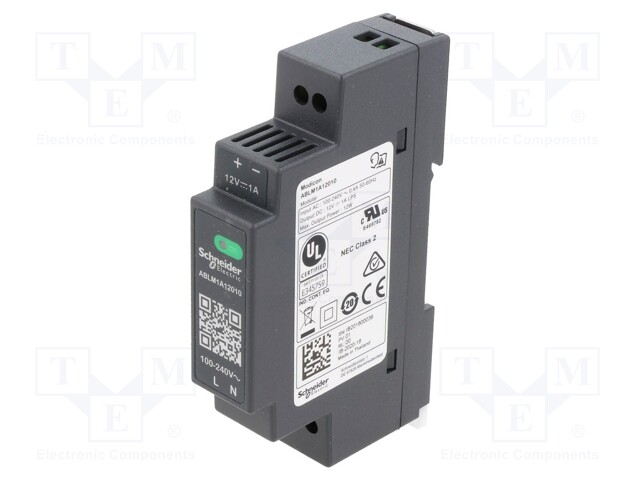 Power supply: switched-mode; 12W; 12VDC; 1A; 90÷264VAC; 101g; 80%