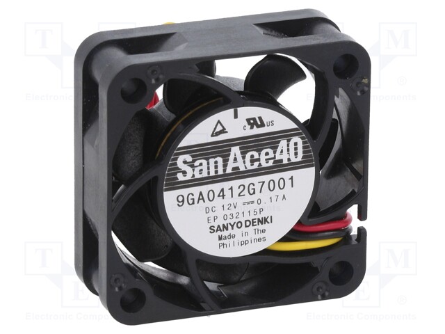 Fan: DC; axial; 12VDC; 40x40x15mm; 21.6m3/h; 42dBA; ball bearing