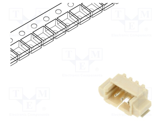 Socket; wire-board; male; 1.25mm; PIN: 3; SMT; 125V; 1A; tinned