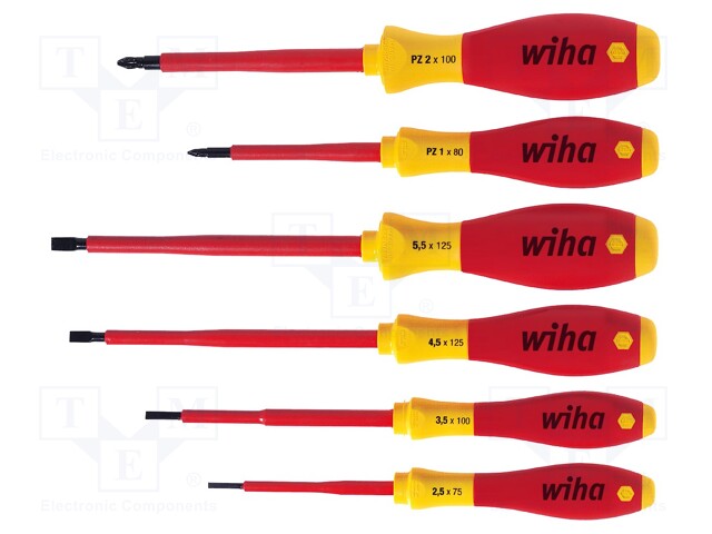 Screwdrivers; Pcs: 6; Bit: Pozidriv®,slot