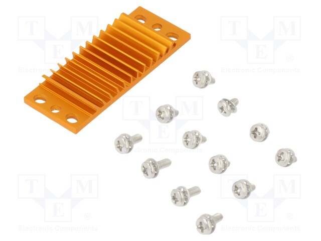 Heatsink: extruded; grilled; golden; L: 23mm; W: 58mm; H: 6.1mm