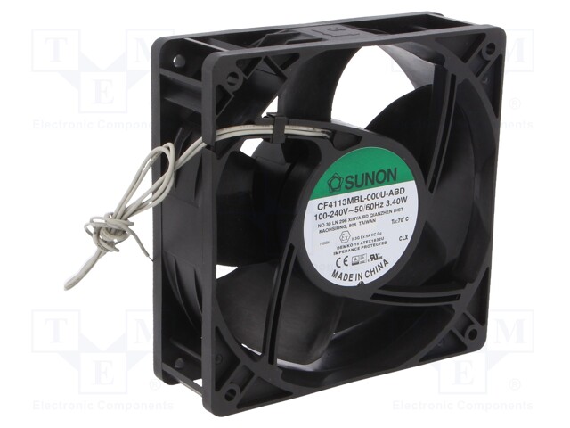 Fan: EC; axial; 230VAC; 120x120x38mm; 153.08m3/h; 40.2dBA; 3000rpm