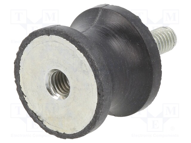 Vibration damper; M6; Ø: 25mm; rubber; L: 20mm; Thread len: 18mm