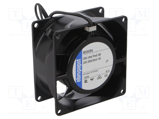 Fan: AC; axial; 230VAC; 80x80x38mm; 50m3/h; 30dBA; slide bearing