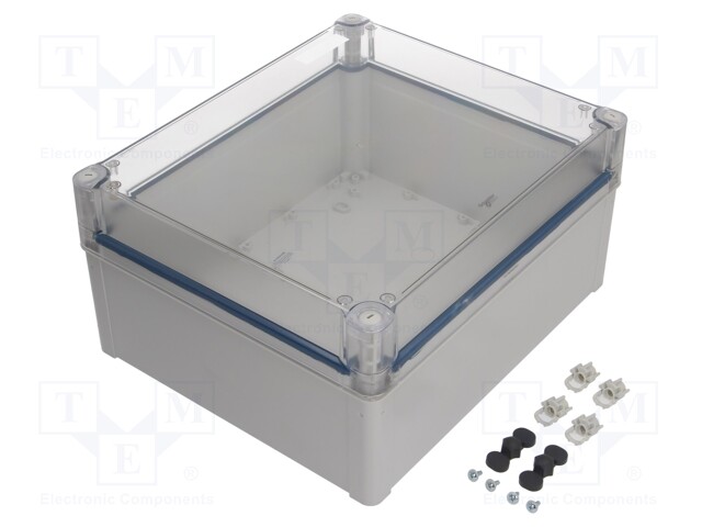 Enclosure: multipurpose; X: 291mm; Y: 341mm; Z: 168mm; polycarbonate