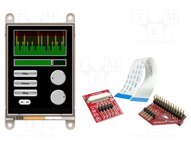 Display: TFT; 3.2"; 240x320; Window dimensions: 64.8x48.6mm; 170mA