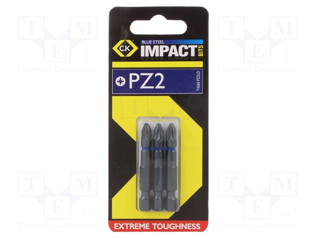 Screwdriver bit; Pozidriv®; PZ2; Overall len: 50mm; 3pcs; Torsion