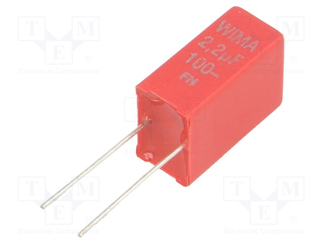 Capacitor: polyester; 2.2uF; 63VAC; 100VDC; Pitch: 5mm; ±5%