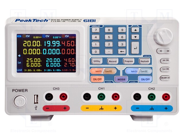 Power supply: programmable laboratory; multi-channel; 0÷30VDC