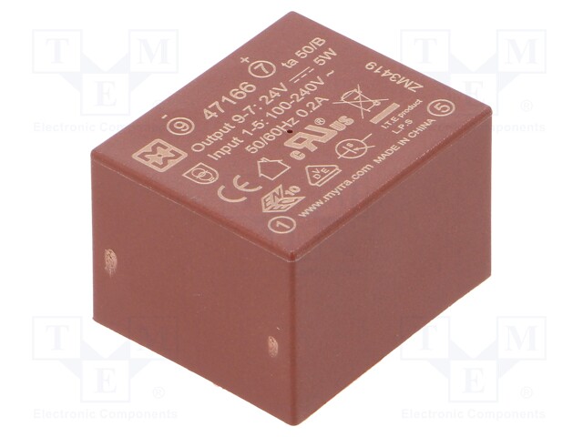 Converter: AC/DC; 5W; Uout: 24VDC; Iout: 210mA; 80%; Mounting: PCB