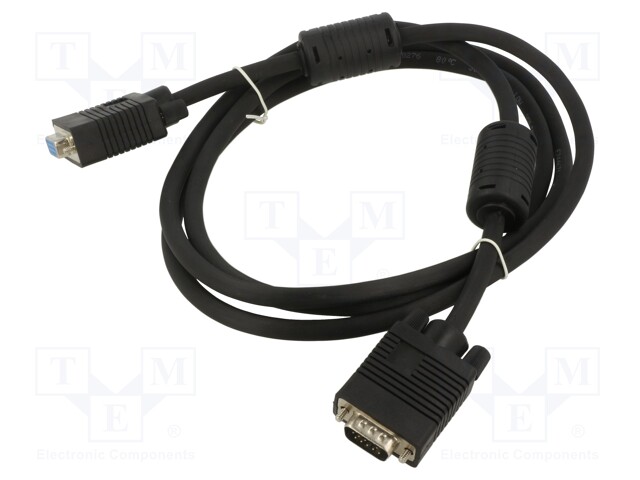 Cable; D-Sub 15pin HD socket,D-Sub 15pin HD plug; black; 1.8m