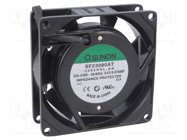 Fan: AC; axial; 230VAC; 80x80x25mm; 28.9(±5%)m3/h; 29dBA; 2300rpm