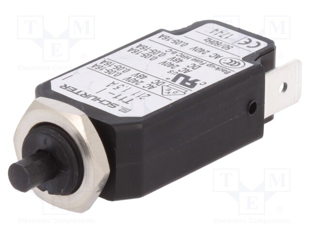 Circuit breaker; Urated: 240VAC; 48VDC; 1.5A; SPST; Poles: 1; screw