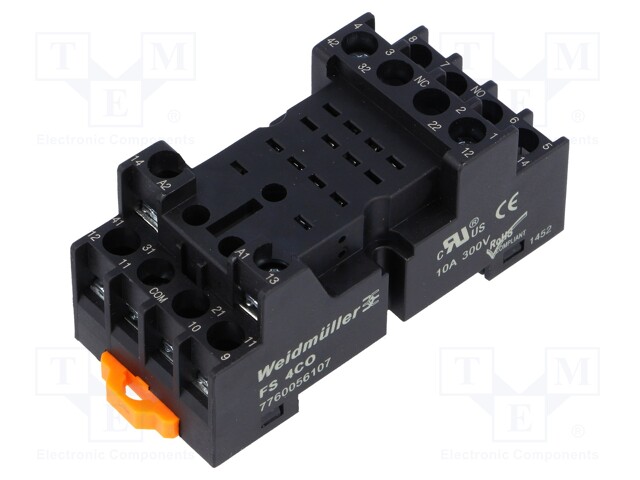 Socket; PIN: 14; 10A; 300VAC; H: 30mm; W: 30.8mm; Mounting: DIN