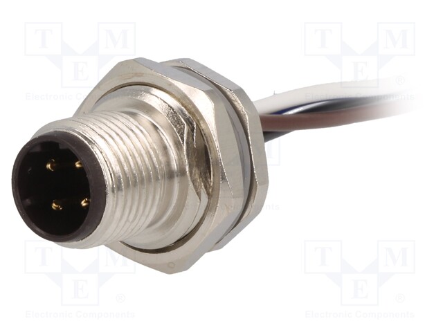 Socket; M12; PIN: 4; male; D code-Ethernet; cables; IP67; straight