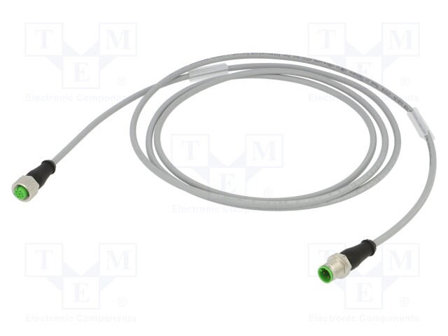 Connection lead; M12; PIN: 4; straight; 2m; plug; 30VAC; 4A; IP67