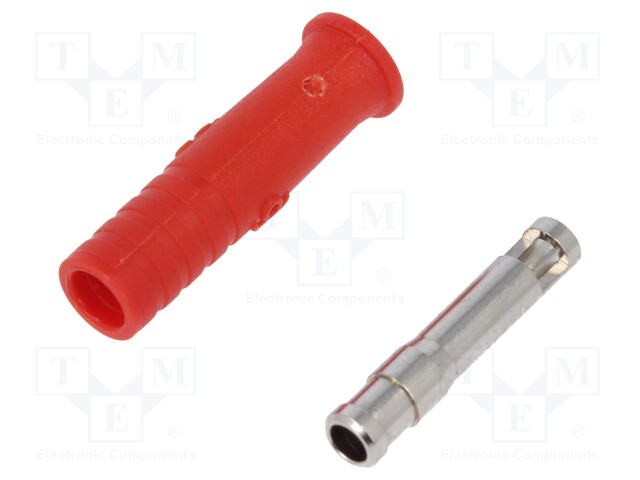 Socket; 2mm banana; 10A; 30VAC; 60VDC; red; push-in; 18.1mm