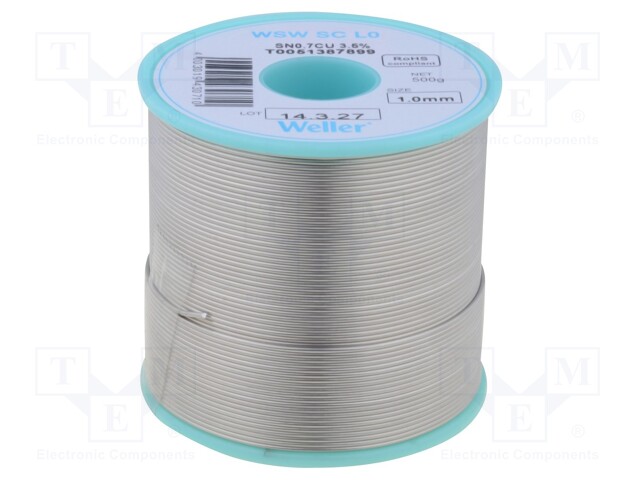 Soldering wire; Sn99,3Cu0,7; 1mm; 500g; lead free; Package: reel