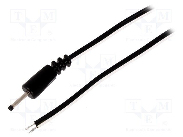 Cable; wires,DC 0,7/2,35 plug; straight; 0.5mm2; black; 1.5m