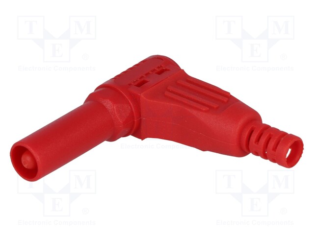 Plug; 4mm banana; 32A; red; 40mm; Plating: nickel plated