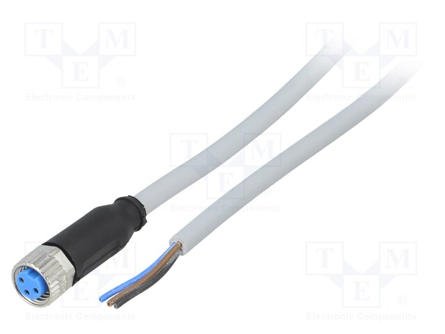 Connection lead; M8; PIN: 3; straight; 2m; plug; 60VAC; 4A; -30÷80°C