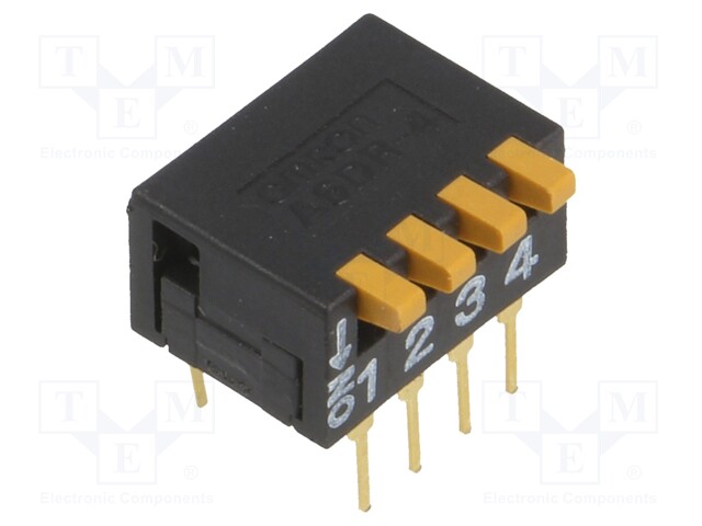 Switch: DIP-SWITCH; Poles number: 4; ON-OFF; 0.03A/30VDC; Pos: 2