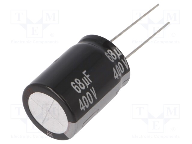 Electrolytic Capacitor, 68 µF, 400 V, EE Series, ± 20%, Radial Leaded, 10000 hours @ 105°C