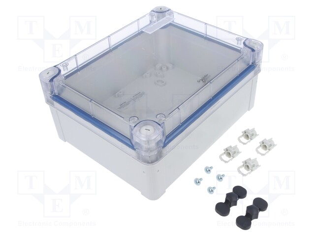 Enclosure: multipurpose; X: 194mm; Y: 241mm; Z: 107mm; polycarbonate