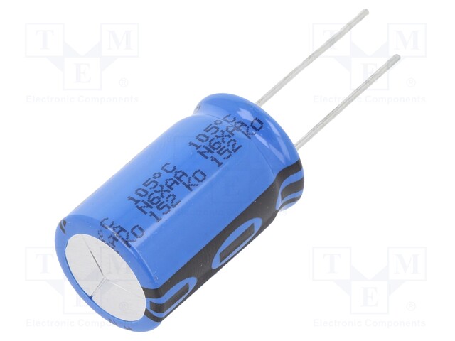 Capacitor: electrolytic; 100uF; 250VDC; Ø16x25mm; Pitch: 7.5mm