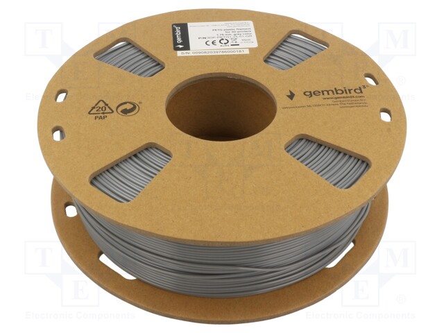 Filament: PET-G; 1.75mm; grey; 220÷260°C; 1kg