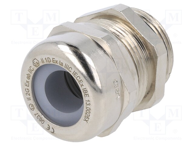 Cable gland; M25; IP68; Mat: brass; Body plating: nickel