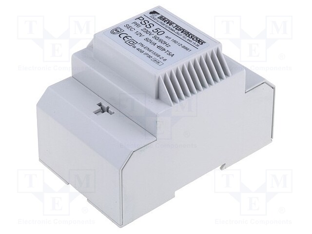 Transformer: safety; 50VA; 230VAC; 12V; IP30; Mounting: DIN; 1.1kg