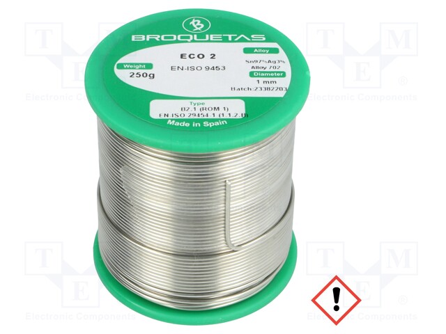 Soldering wire; Sn97Ag3; 1mm; 0.25kg; lead free; Package: reel