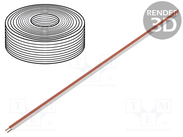 Wire; solid; Cu; 2x0,20mm2; PVC; red,white; 500V; -5÷85°C; 10m