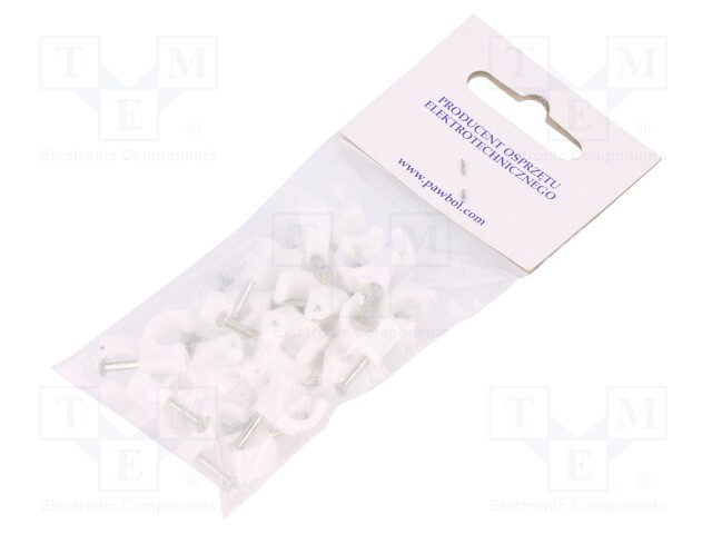 Holder; white; Application: on round cable; 25pcs; with a nail