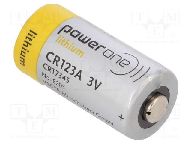 Battery: lithium; 3V; CR123A,CR17345; Power One; Ø16.8x34.5mm