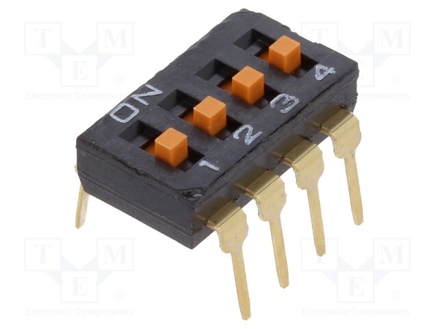 Switch: DIP-SWITCH; Poles number: 4; ON-OFF; 0.025A/24VDC; Pos: 2